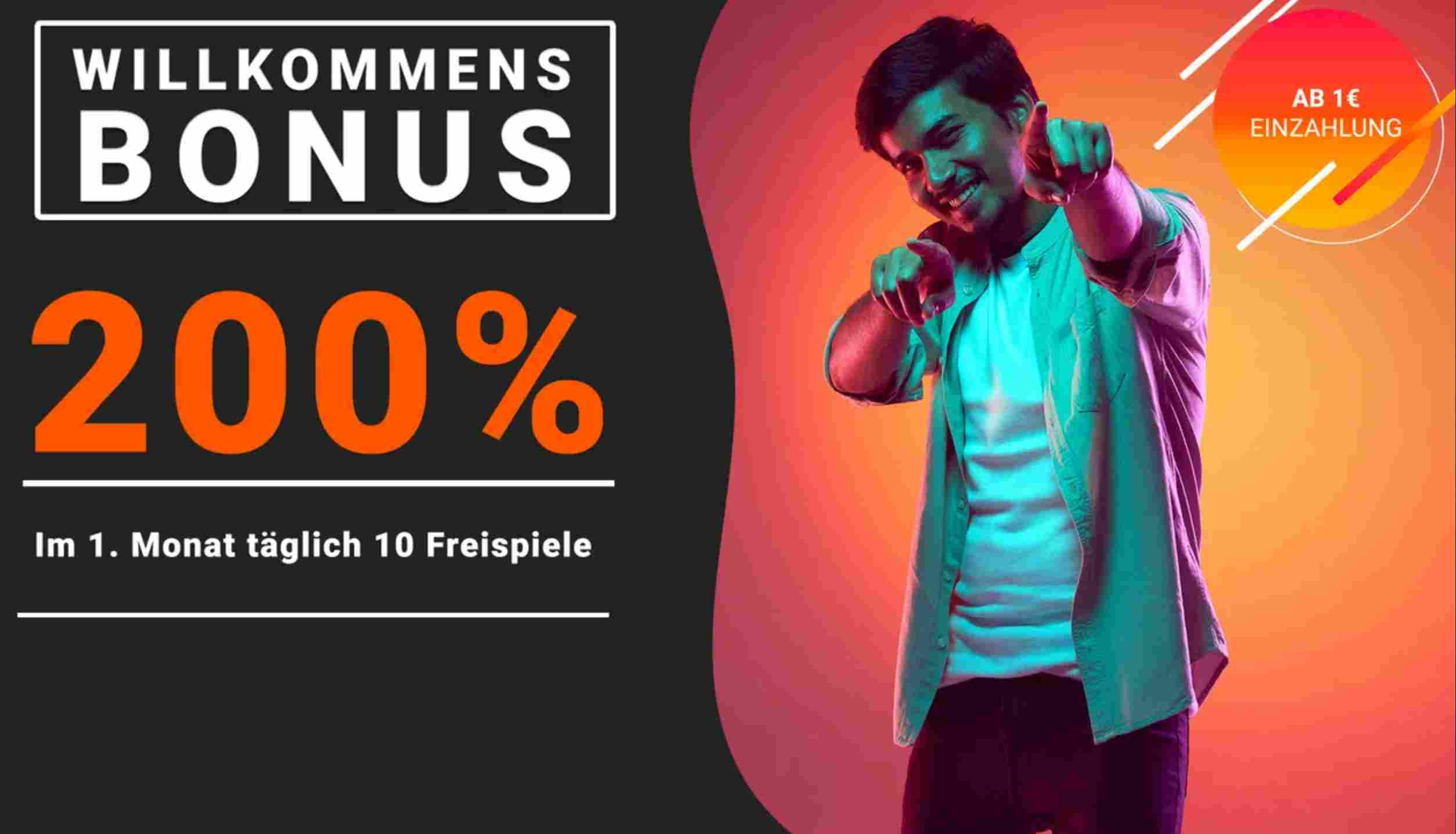 ein mann präsentiert den willkommensbonus von novoline.de